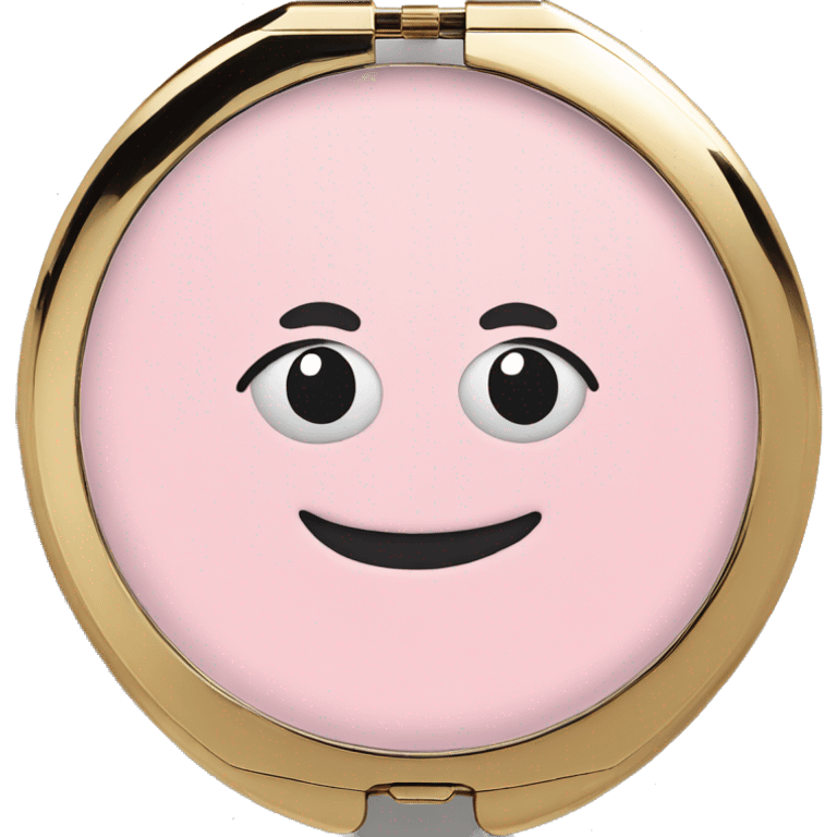 pastel pink powder compact with mirror emoji