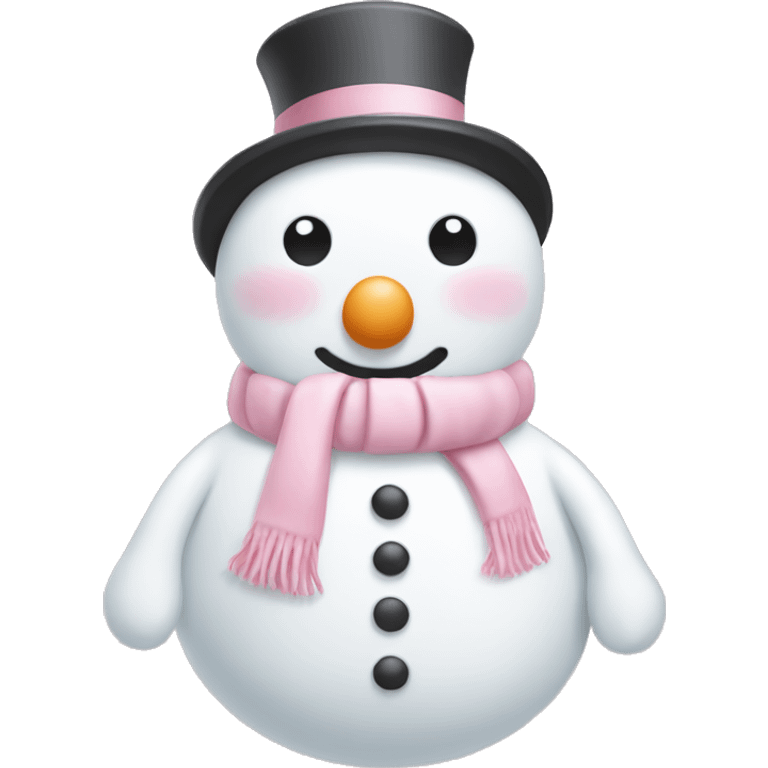 Cute white and light pink snowman emoji