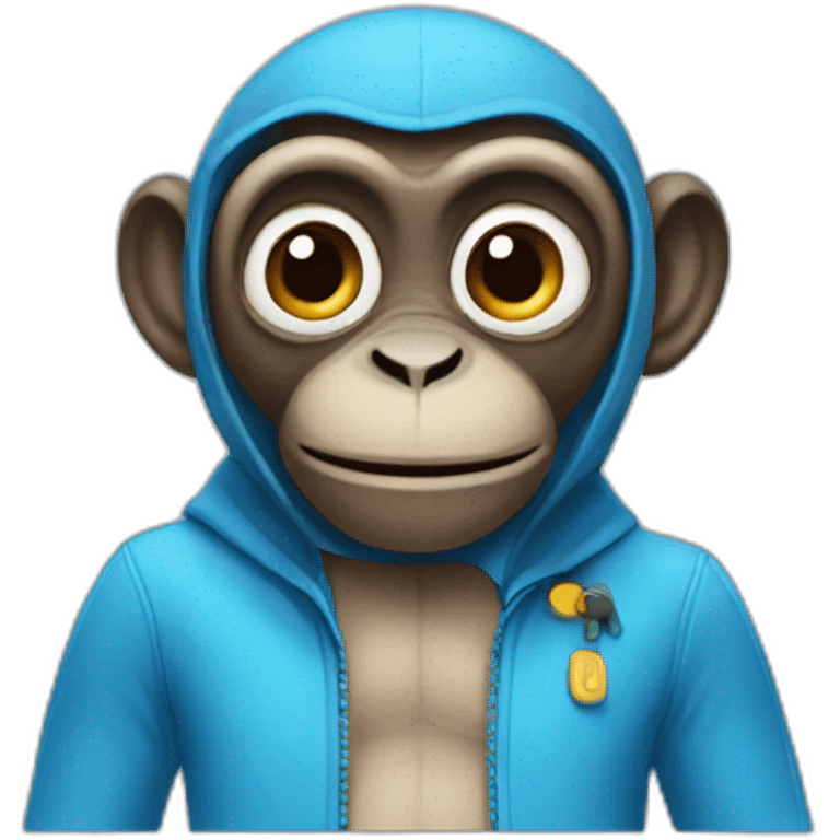 blue smart flat monkey emoji