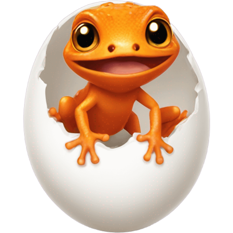 Orange gecko emerges from egg emoji