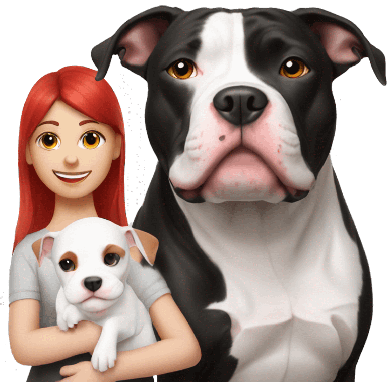 Black and white pitbull with red head girl owner emoji