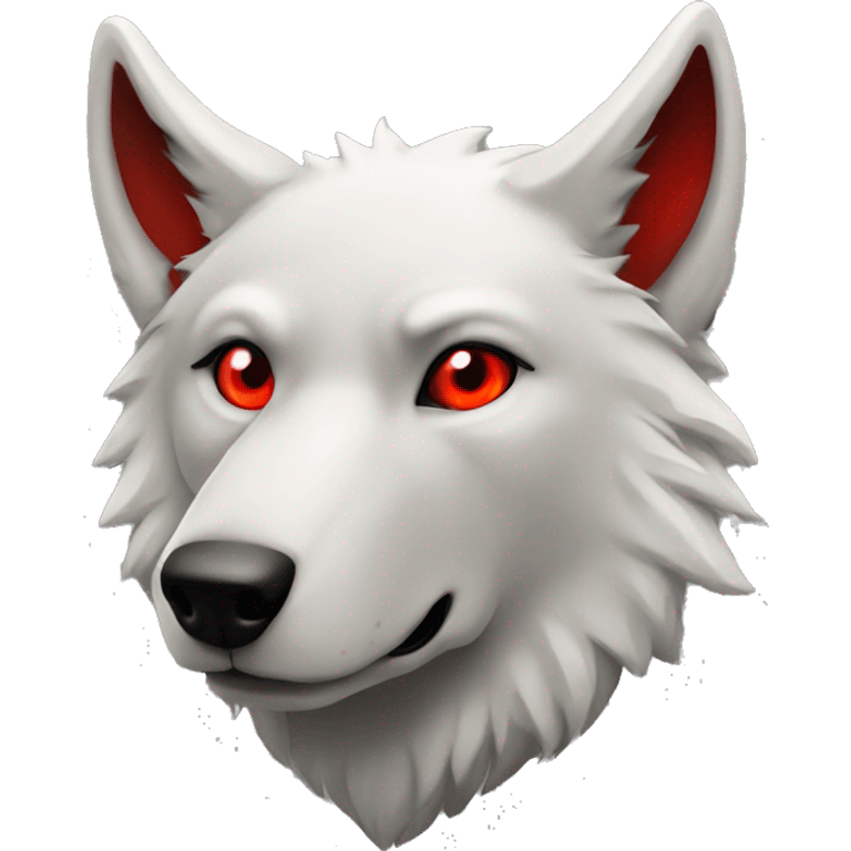 Cool wolf with red eyes and buff emoji