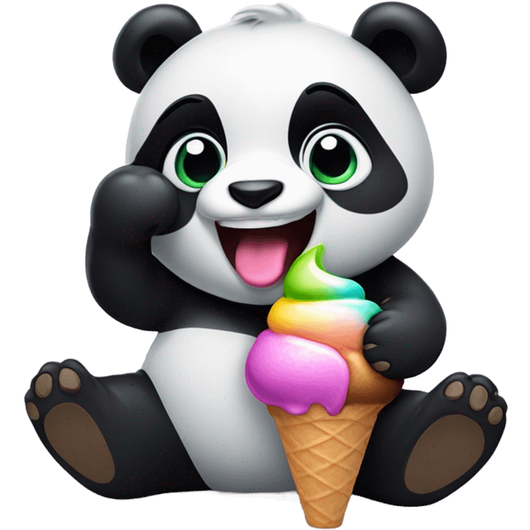 Panda eating ice cream emoji