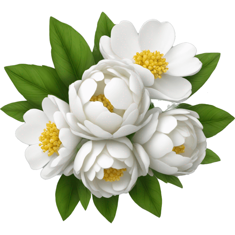 White peonys bouquet emoji