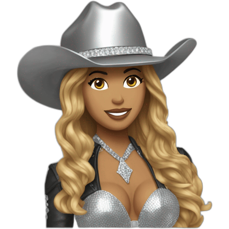 Beyoncé wear in silver cowboy on discoball horse emoji