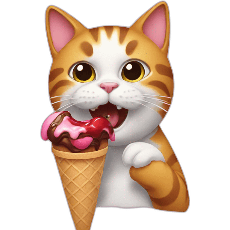 Cat eating ice scream emoji