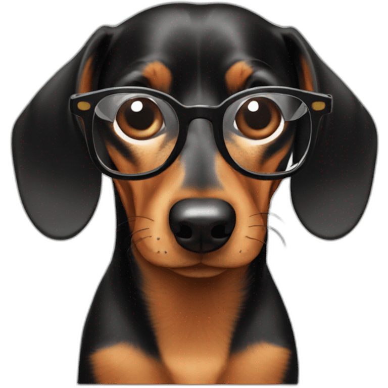 dachshund with glasses emoji