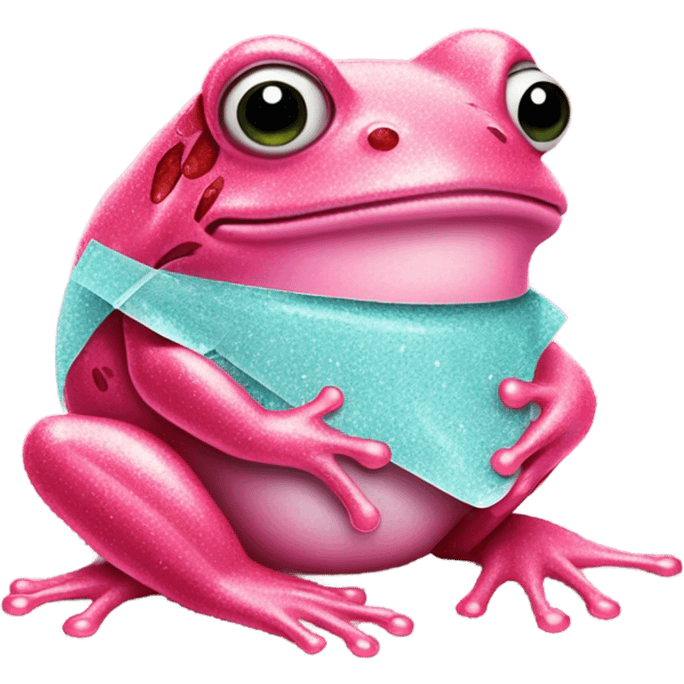 Rose pink frog having surgery with glitter  emoji