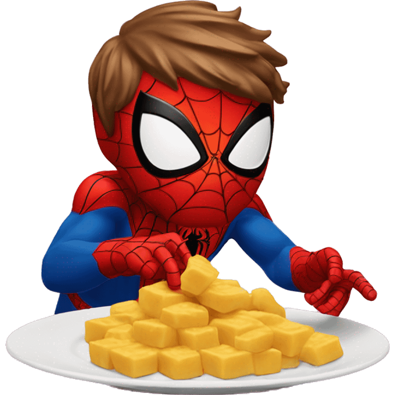 Spider man qui mange des pâtes  emoji