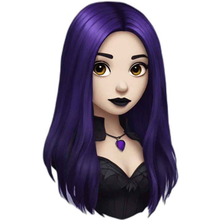 Raven Queen gothic girl long dark black and purple hair emoji