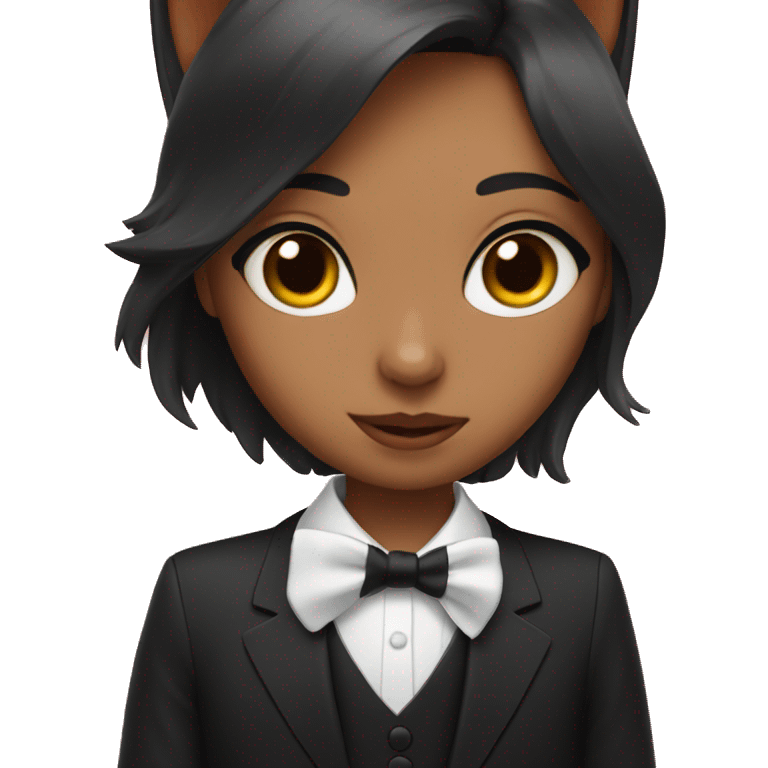 girl with a tuxedo cat emoji