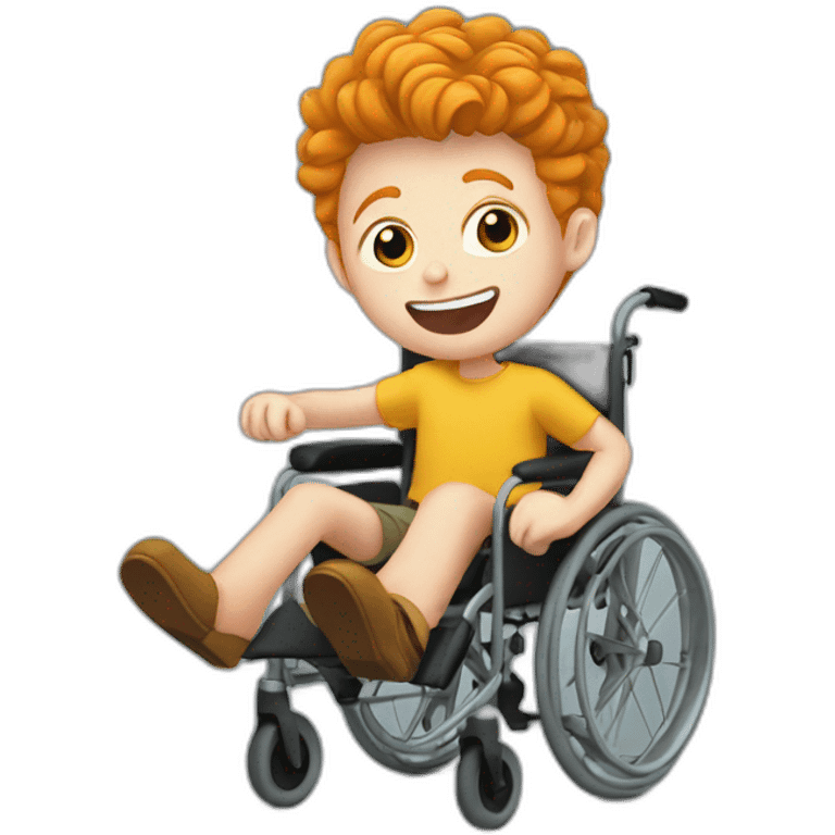 ginger boy falling with wheelchair emoji