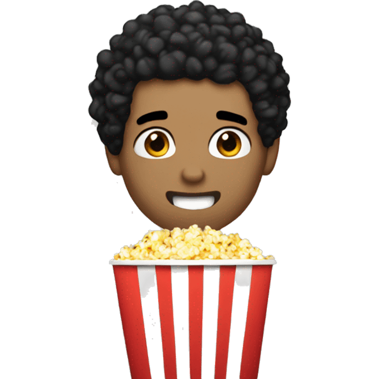 Light skin Guy black hair eating popcorn emoji