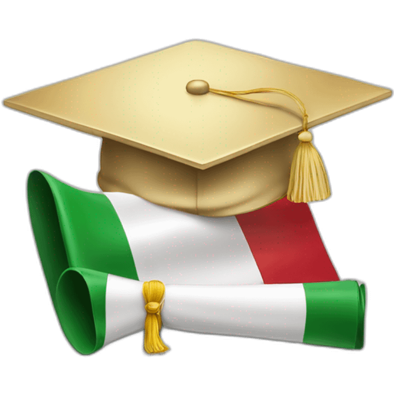 Graduation hat and italian diplome with italian flag emoji