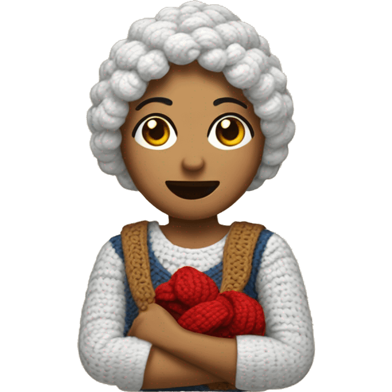 Una mujer teniendo a crochet emoji