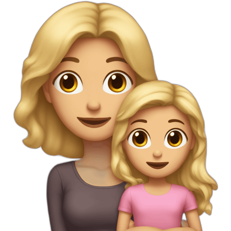 Maman brune qui fait un câlin à ça fille blonde emoji