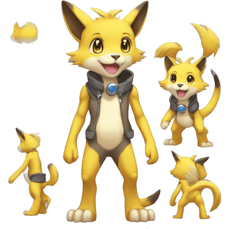 Cute cool anthro Digimon-Pokémon-animal full body emoji