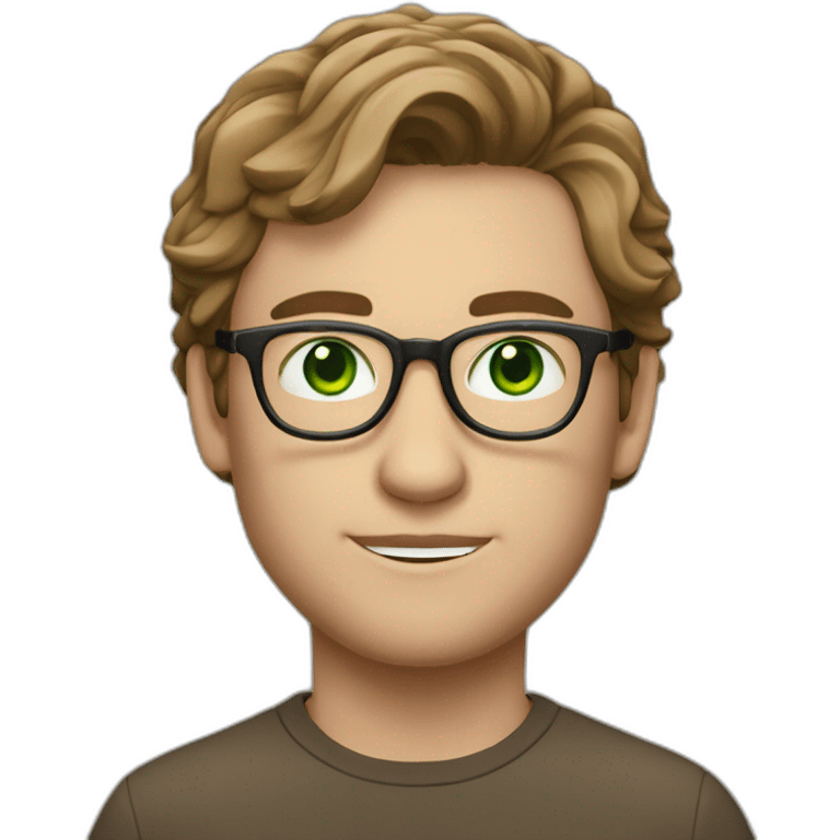 IT guy in round glasses with green eyes and brown hair emoji