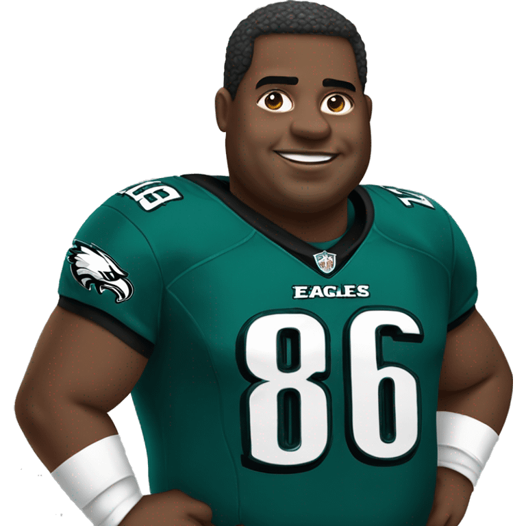 Fat African American wearing a Philadelphia eagles jersey emoji