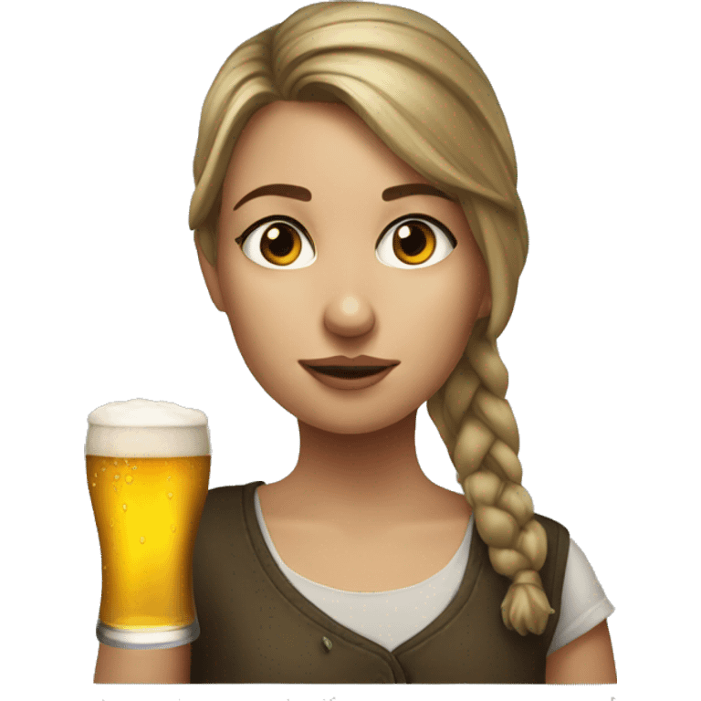 realistic portrait of a girl drinking beer emoji