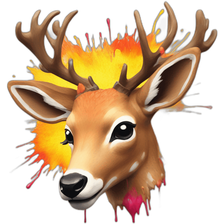 deer painted with an explosion of paints emoji