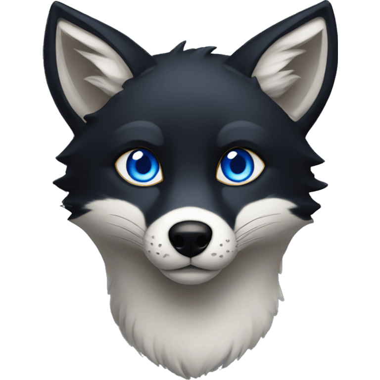 Black shadow fox blue eyes emoji