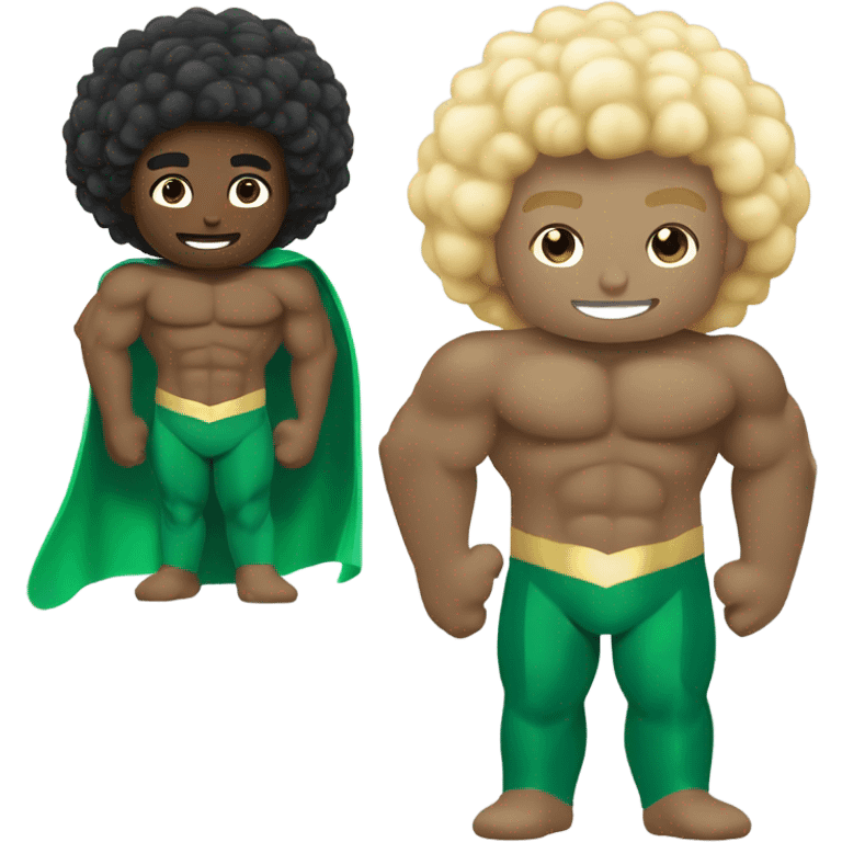 Afro Light-skinned shirtless teenager while swimming in the green superhero costume of Prince Namor. emoji