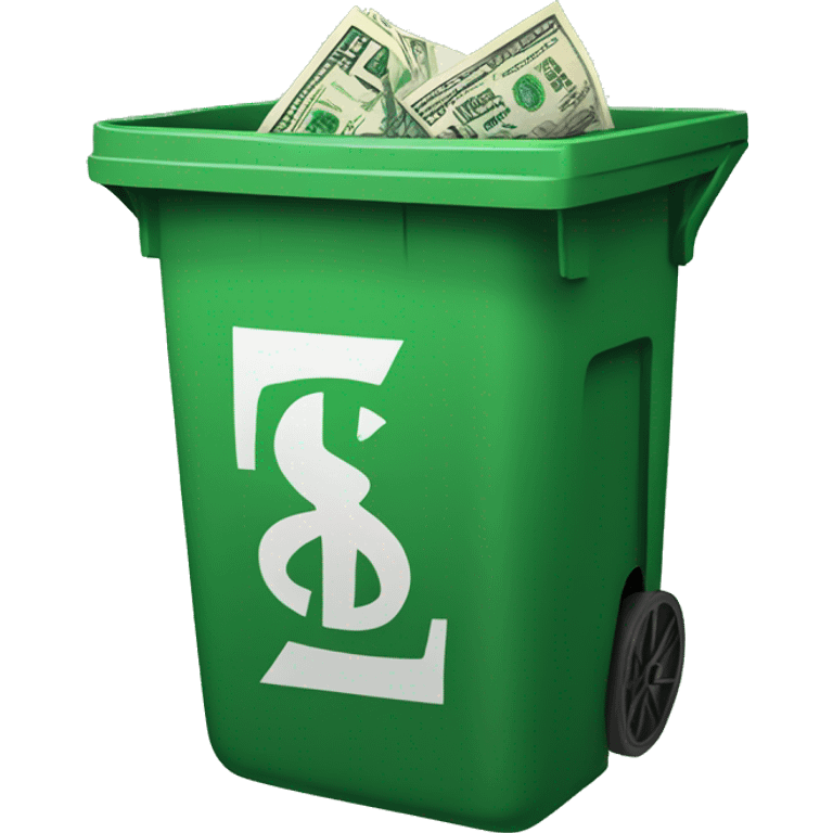 a large green dollar bill in a trash bin emoji