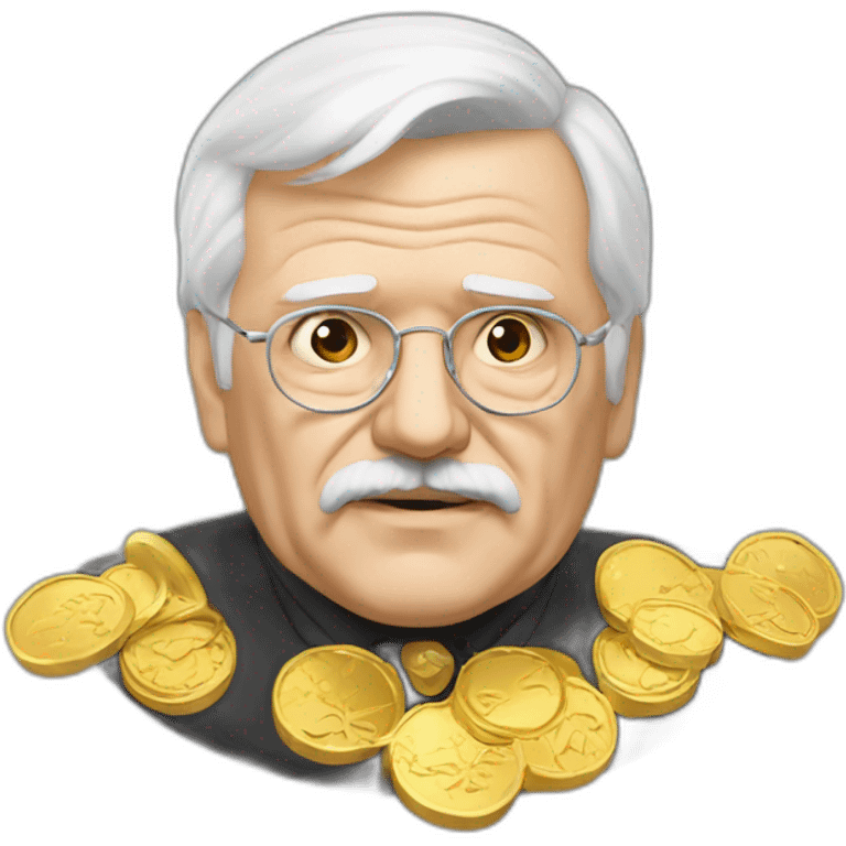 Andrzej Sapkowski with gold coins emoji