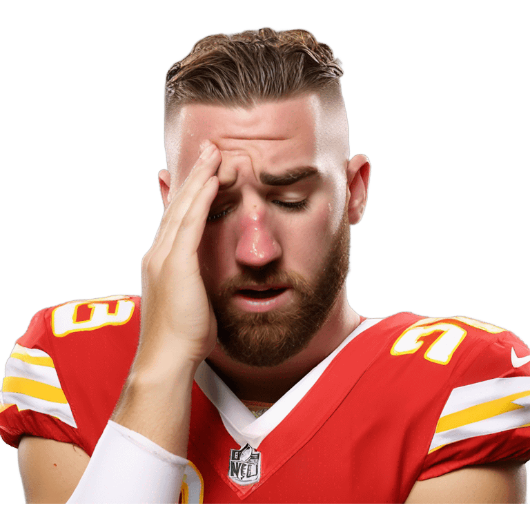 Travis Kelce crying into his hands emoji