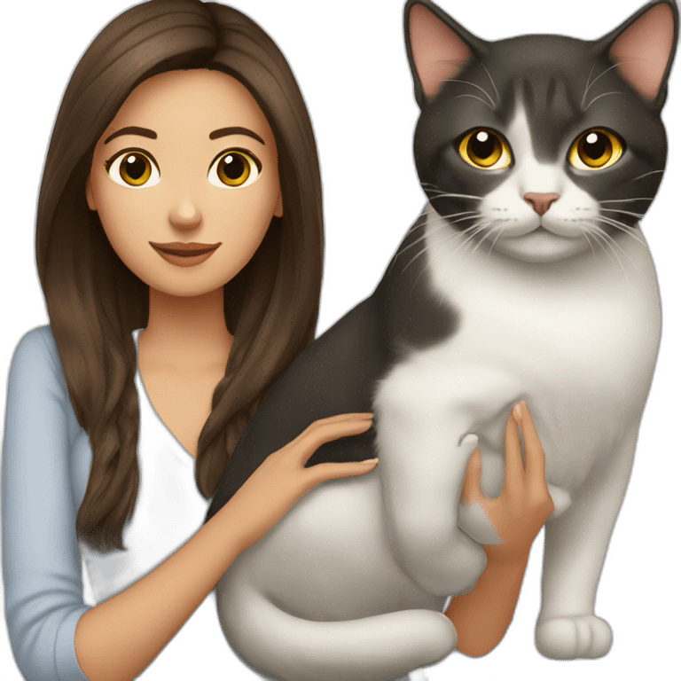 Brunette with cat emoji