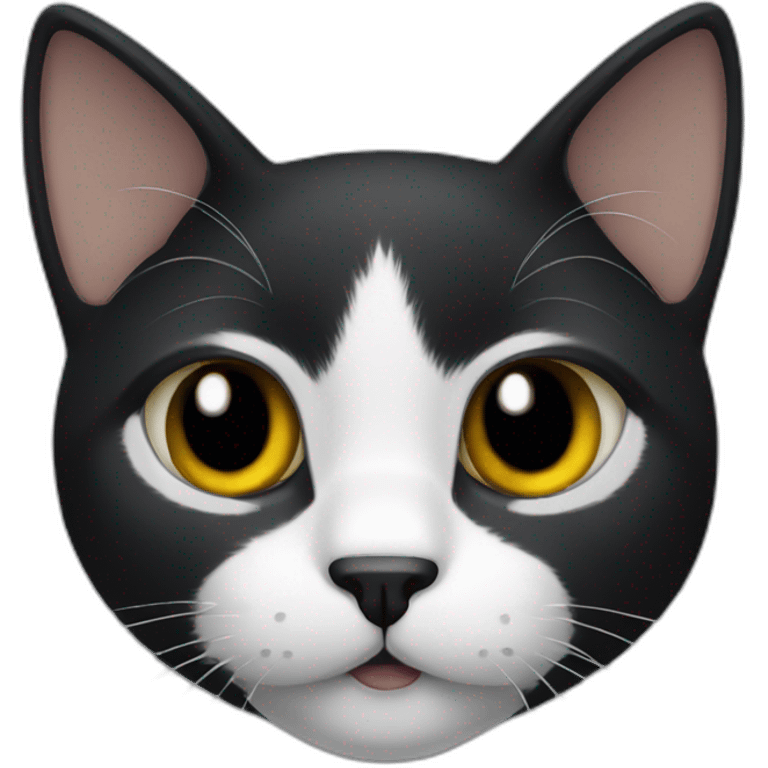 Black cat with white moustache and white chest emoji