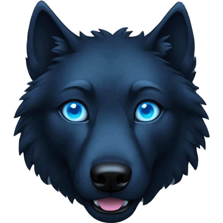 Black wolf with neon blue eyes emoji