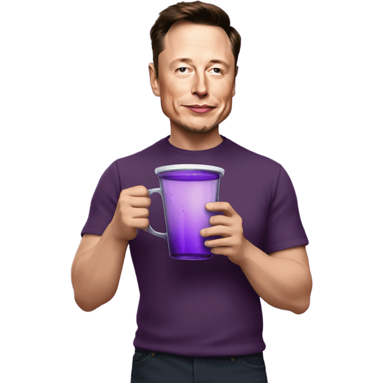 elon musk holding a fat cup of purple juice emoji