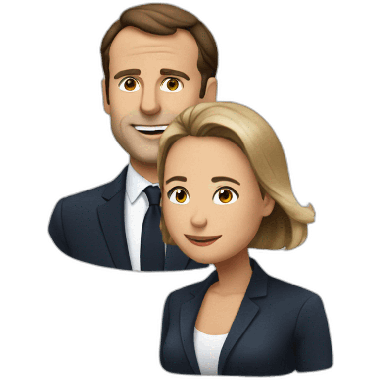 Macron en train de faire un câlin à sa femme emoji