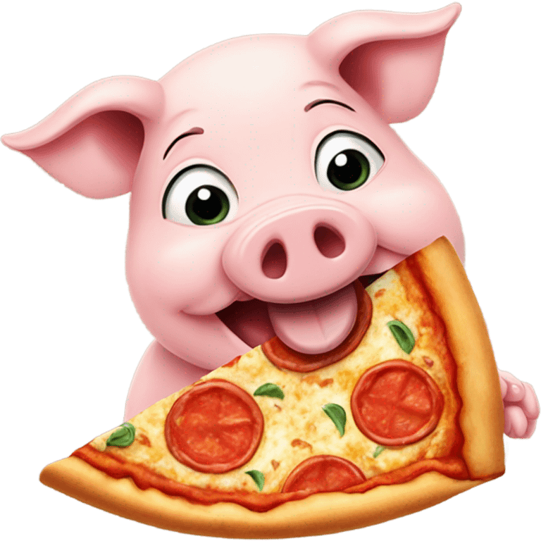 Pig eating pizza emoji