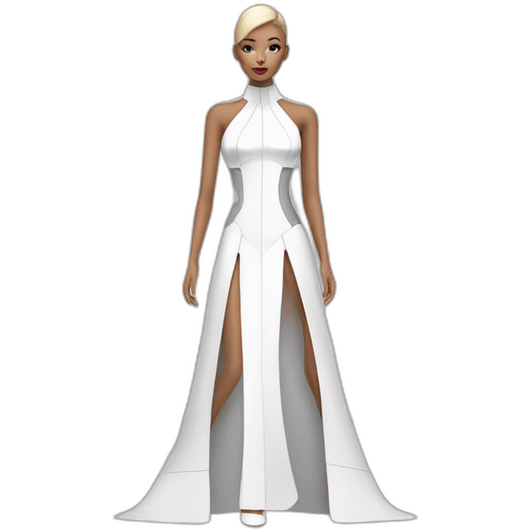 a fashion model wearing a futuristic dress emoji