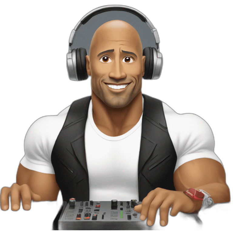 the rock as a DJ emoji