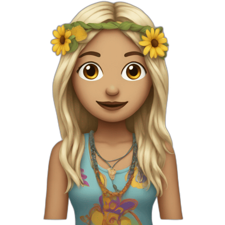 Hippie girl with band emoji