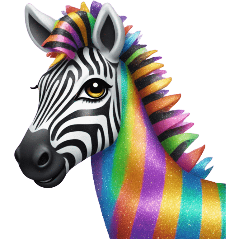 Lisa frank zebra with glitter rainbow stripes emoji