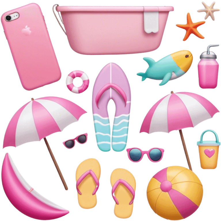 Pink,items,beached themed emoji