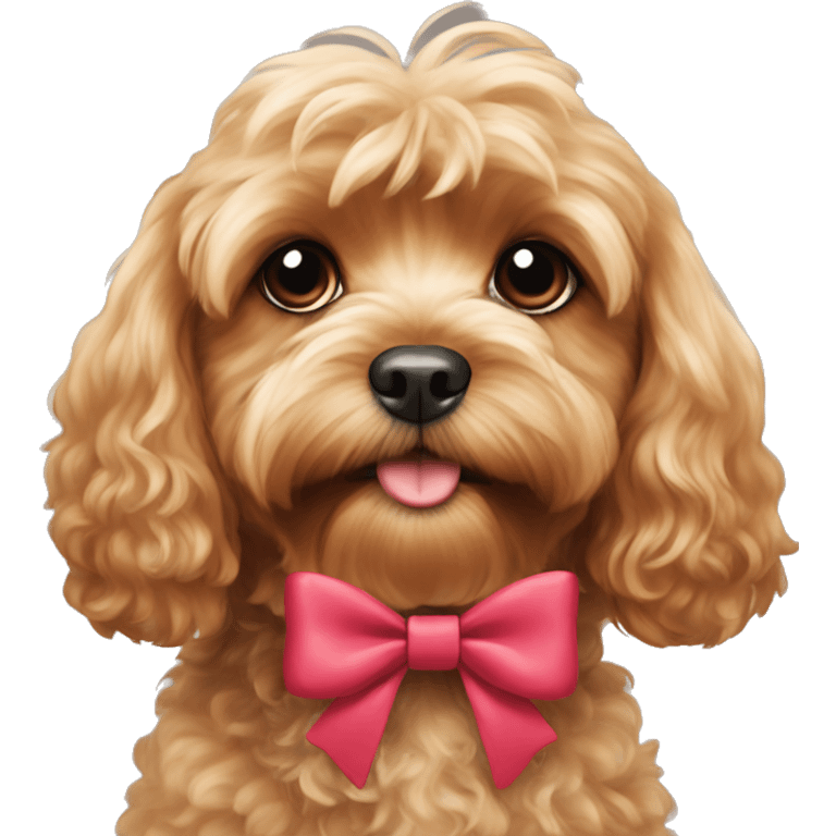 cavoodle wearing bow emoji