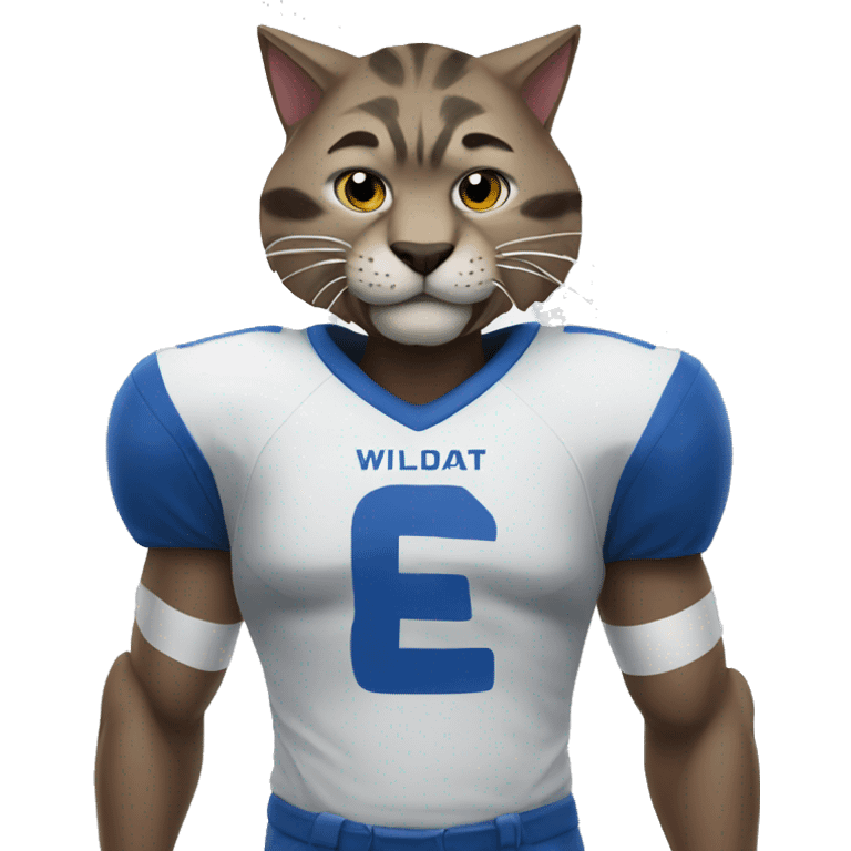 wildcat wearing blue football jersey emoji