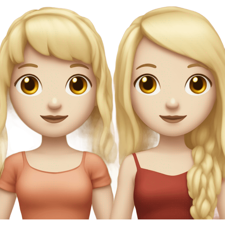 Pale skin Red head and pale skin blonde girls with bangs best friends holding hands emoji