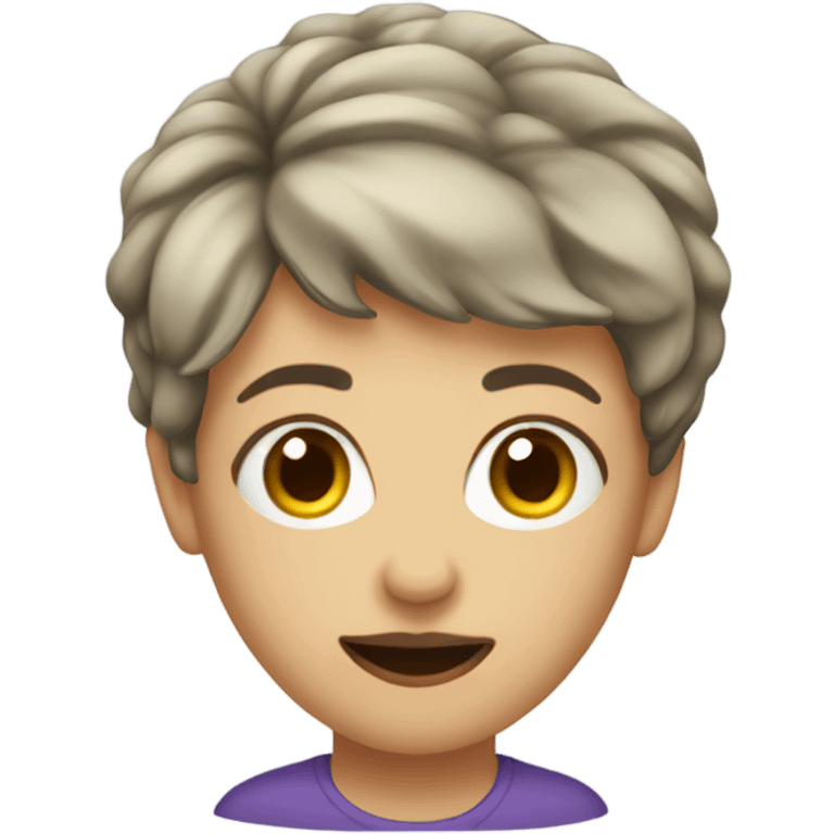 short hair woman with bushy moustache emoji