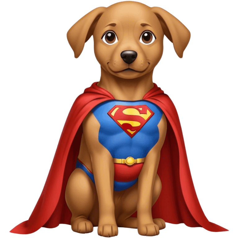 Dog wearing a Superman cape emoji