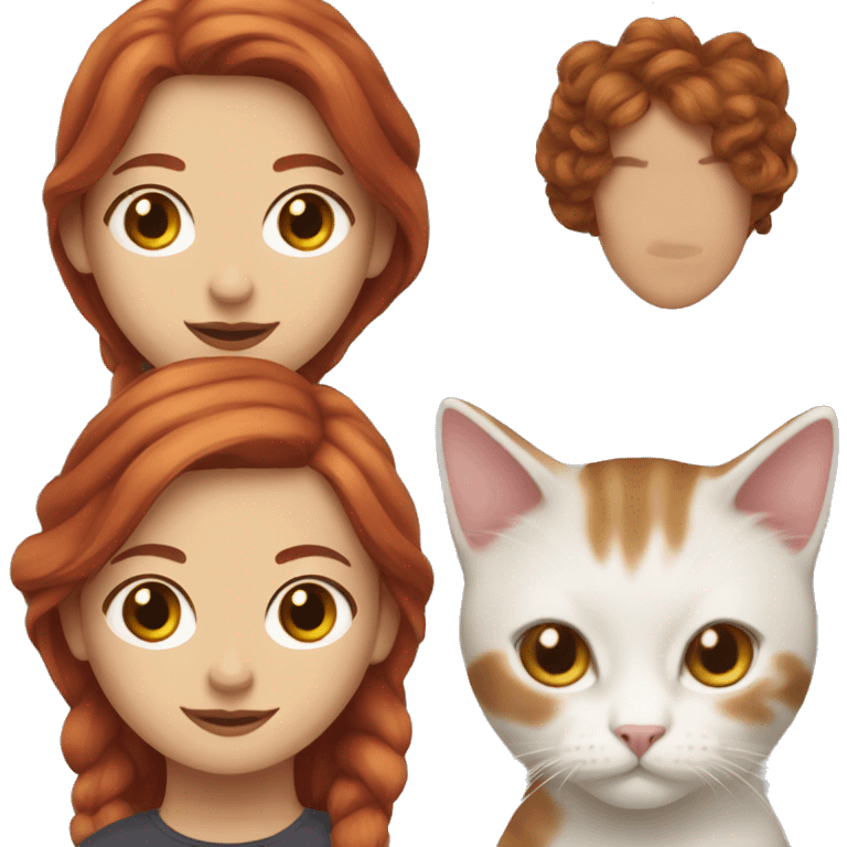 red hair woman with brown eyes, with a ragdoll cat emoji