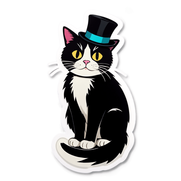 Tuxedo Cat with hat emoji