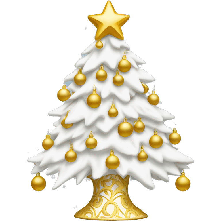 White Christmas tree with golden ornaments  emoji