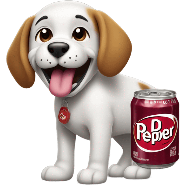 a dog holding dr pepper emoji